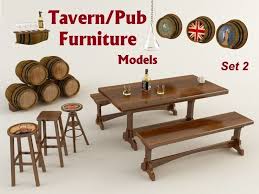 Tavern 3 piece counter set with space saving convenience. Tavern Furniture 2 3d Cgtrader