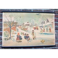 Vintage School Chart Winter Sight With Snow Vintageitem Com