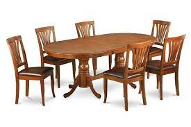 7pc Oval Dinette Dining Room Set Table W 6 Leather Seat Chairs In Saddle Brown 682962638363 Ebay Solid Wood Dining Set Kitchen Dining Sets Wooden Dining Set
