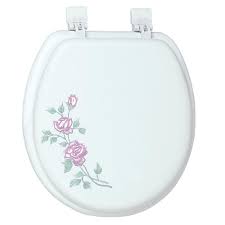 A padded toilet seat makes bathroom visits much more comfortable and easy for elderly people. Classique Ginsey Round Closed Front Embroidered Soft Toilet Seat In Rose Garden 02301 The Home Depot
