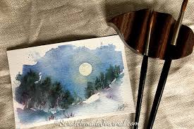 Paint a simple landscape using a. Nighttime Landscape Watercolor Tutorial Scratchmade Journal