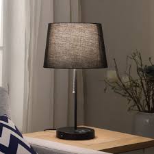 360 lighting modern table lamp with hotel style usb and ac power outlet in base steel open rectangle white shade for bedroom office. Table Lamp Charging Station Online