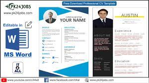 This resume template is fully editable, and ideal for graphic designers. Free Download Professional Cv Format In Ms Word Cv Template Word Download Free Resume Templates Youtube