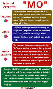 Mo Meaning What Does The Well Known Term Mo Stand For 7esl Meant To Be English Teaching Resources Learn English