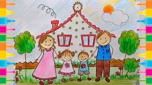 How To Draw Family Members For Kids In 2020 Family Portrait Drawing Drawing For Kids Drawings