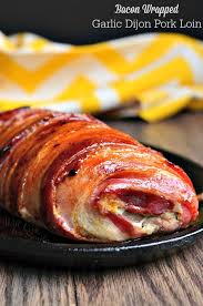 Bacon Wrapped Garlic Dijon Pork Loin Will Cook For Smiles Bacon Wrapped Pork Tenderloin Recipes Pork Loin Recipes Pork Tenderloin Recipes