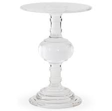 16w x 22d x 24t. Neva Hollywood Regency Round Acrylic Pedestal Side End Table Standard 14 24 W Kathy Kuo Home