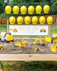 Check Out The Awesome Hard Hat Zone Party Activity At This C Construction Site Birthday Party Construction Birthday Parties Construction Theme Birthday Party