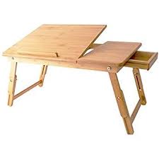 Klass Home Collection Ethical Sourced Natural Wood Portable Light Weight Bamboo Laptop Lap Desk Notebook Tablet Tray Wit Desk Notebook Portable Light Bed Table