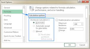 Excel Calculations Automatic Manual Iterative