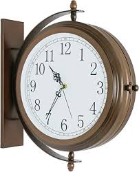 Salvaged from a train station in the west midlands where it originally hung on a. Amazon Com Bestime Antique Red Copper Finish 16inch Double Sided Wall Clock Wrought Iron Metal Quiet Easy Read Two Faces Station Clock For Garden Home Decor Indoor Outdoor Living Room Study Wall Decoration