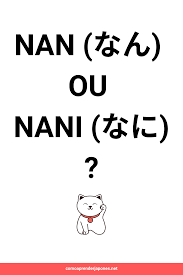 quando usar nan ou nani palavras japonesas palavras em japones aula de japones