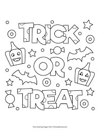 Trick or treat halloween coloring page for kids. Trick Or Treat