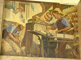Bridgeport Main Post Office Wpa Mural 06 City Sketch Industrial Artwork Cottage Art