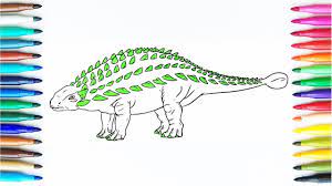 How To Draw Dinosaurs Drawing And Colours For Children S With Colored Dinosaur Drawing Animal Drawings Drawings