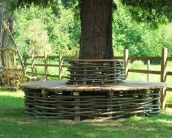 Baumbank Naturzaun Flechtzaun Garten