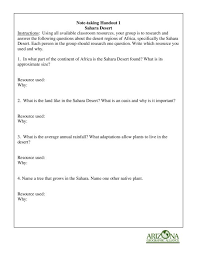 Note Taking Handout 1 Sahara Desert 7th 9th Grade Worksheet Science Worksheets 7th Grade Science Worksheets
