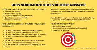 Check spelling or type a new query. Why Should We Hire You Best Answer Example Career Cliff