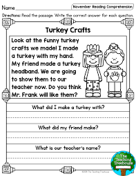 November Reading Comprehension Passages For Kindergarten And First Grade First Grade Reading Comprehension First Grade Reading Reading Comprehension