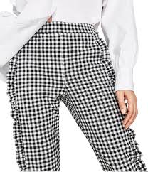 Black And White Gingham Pants Zara Black White Gingham Ruffles Pants Size 6 S 28 In 2020 Gingham Pants Fashion Ruffle Pants