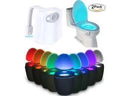 Motion Sensor Toilet Light Body Auto Motion Activated Led Toilet Seat Bowl Night Light Lamp 8 Color Changing Tolit Lights 2 Pack Newegg Com