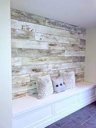 Wood Pallet Plank Focal Wall Painted And Created With The Help Of Modern Masters Glazing Cream Color Accent Walls In Living Room Pallet Accent Wall Plank Walls