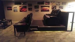 Built A Floating Elevated Platform For Recliner Couch In Man Cave Movie Theater Room Home Theater Couch Bed Home Theater Seating