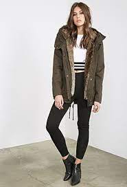 Faux Fur Lined Parka Parka Coat Outfit Outerwear Women Green Parka Outfit