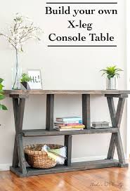 How To Build An Easy X Leg Console Table With Free Plans Great Beginners Woodworking Build W Diy Entryway Table Diy Console Table Easy Woodworking Projects
