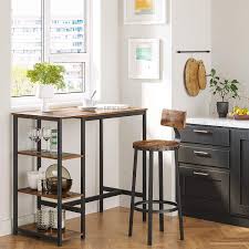 Metal kitchen shelves industrial looking bar idea. Buy Vasagle Bar Table 42 9 Inches High Dining Table With 3 Storage Shelves Computer Desk Industrial Bar Counter With Stable Steel Structure For Kitchen Dining Room Living Room Rustic Brown Ulbt11x Online