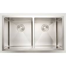 Shop plumbing supplies & more. American Imaginations 34 Inch W 50 50 Double Bowl Undermount Kitchen Sink For A Deck Mount The Home Depot Canada