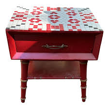 1970s Vintage Farmhouse Nightstand Eddy West Tile Top