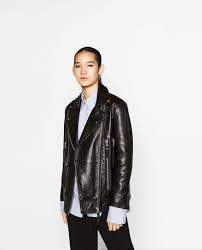 Zara Zhenshiny Kozhanaya Bajkerskaya Kurtka V Stile Oversize Bikerjacke Jacken Lederjacke
