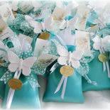 Segnaposto narin color tiffany / segnaposto rosa in raso color verde tiffany con tre confetti | segnaposto per matrimonio : Bomboniera Completa O Segnaposto Color Tiffany Feste Bombonier Su Misshobby