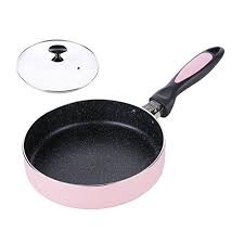 Hm Dx Nonstick Frying Pan With Glass Lid Pfoa Free Stone Coating Saute Pan Pancake Omelette Mini Pan Cookware Induction Compatible Pink Saute Pan Cookware Pan