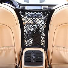 Autown Car Seat Net Organizer Auto Backseat Barrier Net Storage Universal Car Armrests Seats Storage Net Stretchy Fin Trunk Bag Mesh Netting Car Seat Organizer