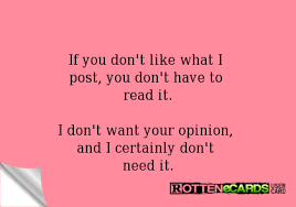 If You Don T Like What I Post You Don T Have To Read It I Don T Want Your Opinion And I Certainly Don T Need Meaningful Words Words Of Wisdom You Funny