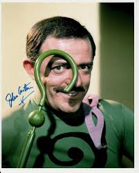 JOHN ASTIN signed BATMAN 8x10 w/ coa RIDDLER & HIS QUESTION MARK CANE  closeup