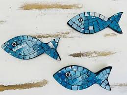 If you have questions pl feel free to contact me Mosaic Glass Wall Art Hanging Set Of 3 Fish Blue Silver Ebay