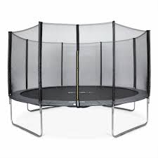 Trampoline O430cm Venus Avec Son Filet De Protection Taille Taille Unique Trampoline Au Sol Maille Et Gris