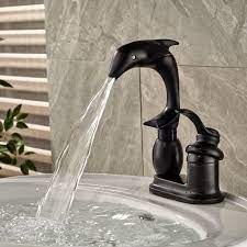 A surprisingly nice place to use black is the bathroom. Deck Mount Single Handle Black Bathroom Dolphin Sink Faucet