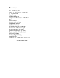 Mother To Son Langston Hughes Words Great Poems Beautiful Words