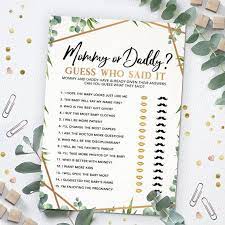 Guess Who Said It Mommy Or Daddy Baby Shower Game Instant Etsy