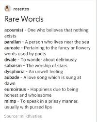 Dysphoria Doesn T Seem So Rare As Of Late But This Is A Lovely List Nevertheless Writing Words Rare Words Words
