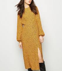 Mustard Floral Long Sleeve Midi Dress New Look Long Sleeve Midi Dress Long Sleeve Midi Midi Dress