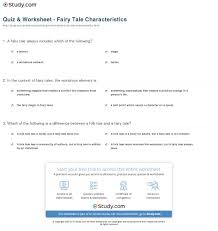 Quiz Worksheet Fairy Tale Characteristics Study Com