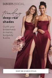 Wine Shades For Maids Are Trending And David S Bridal Has Them All Delicious Hues Of Merlot And Burgundy As We In 2020 Bridesmaid Wedding Bridesmaid Dresses Dresses