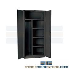This 39 inch multipurpose cabinet provides added storage in a transitional door style to complement any room. Combination Hanging Cabinet With Storage Shelves Locking Doors With Clothes Rod 10 56 13 Metal Storage Shelving Industrial Shelving Storage Shelving Steel Metal Heavy Duty