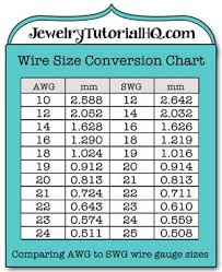 jewelry wire wire gauge size conversion chart comparing