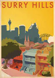 Surry Hills Vintage Retro Travel Poster Vintage Travel Posters Travel Posters